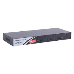 固網(wǎng)HK UI 1016 16端口機(jī)架型KVM多電腦切換器 黑色設(shè)計(jì)與無(wú)線路由器產(chǎn)品圖片解析